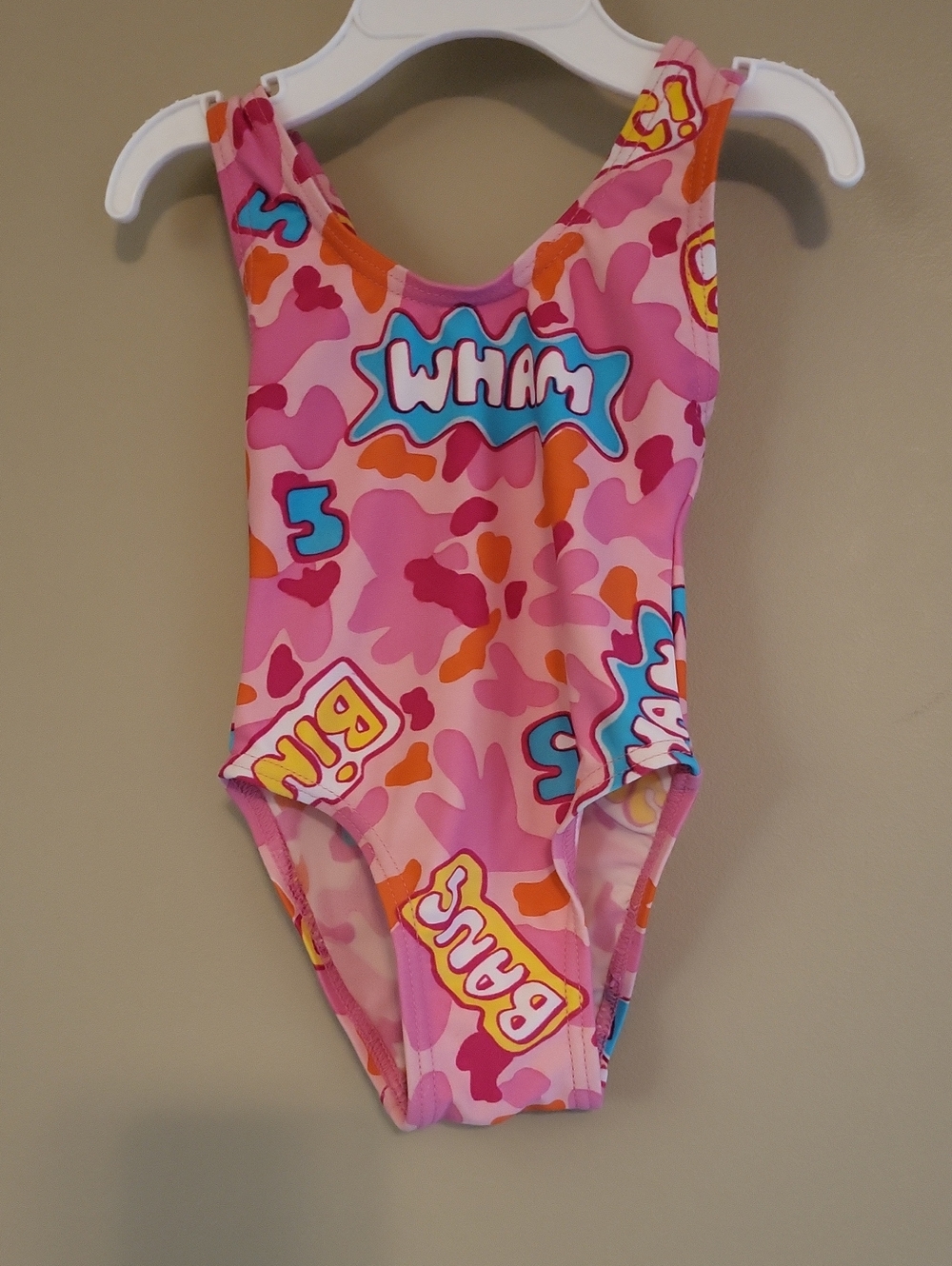 Bright multicolored one piece swimsuit
